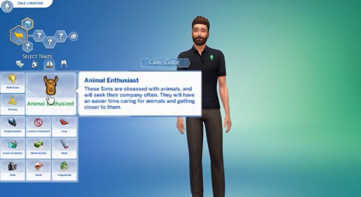 The Sims 4 Cottage Living features a new animal enthusiast trait.