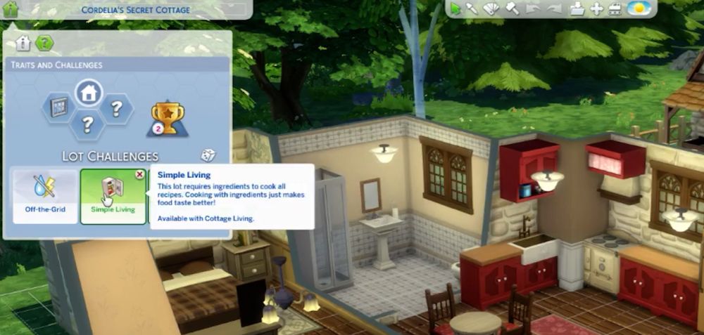 The Simple Living lot trait in cottage living