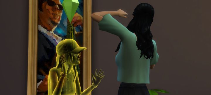 A Ghost scares a Sim in The Sims 4