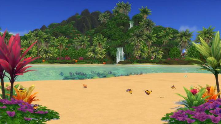The Sims 4 Island Living Butterflies on the beach