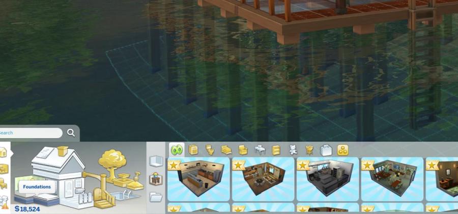 The Sims 4 Island Living: Where the foundation button is found