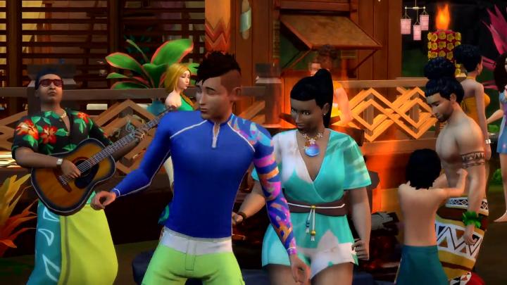 The Sims 4 Island Living - A spontaneous festival gathering of Sims like Polynesians and Hawaiians might do