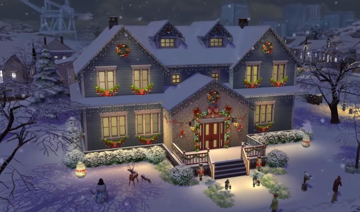 The Sims 4 Seasons: Holiday lights are present in the game for spring, summer, fall, and winter