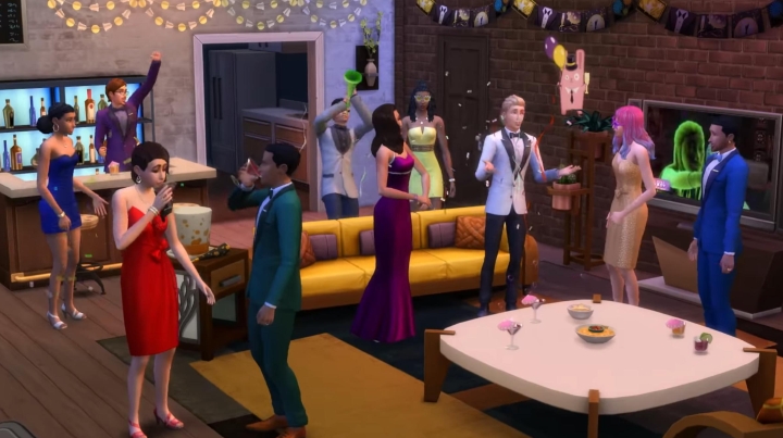The Sims 4 Seasons: Sims celebrating the New Year
