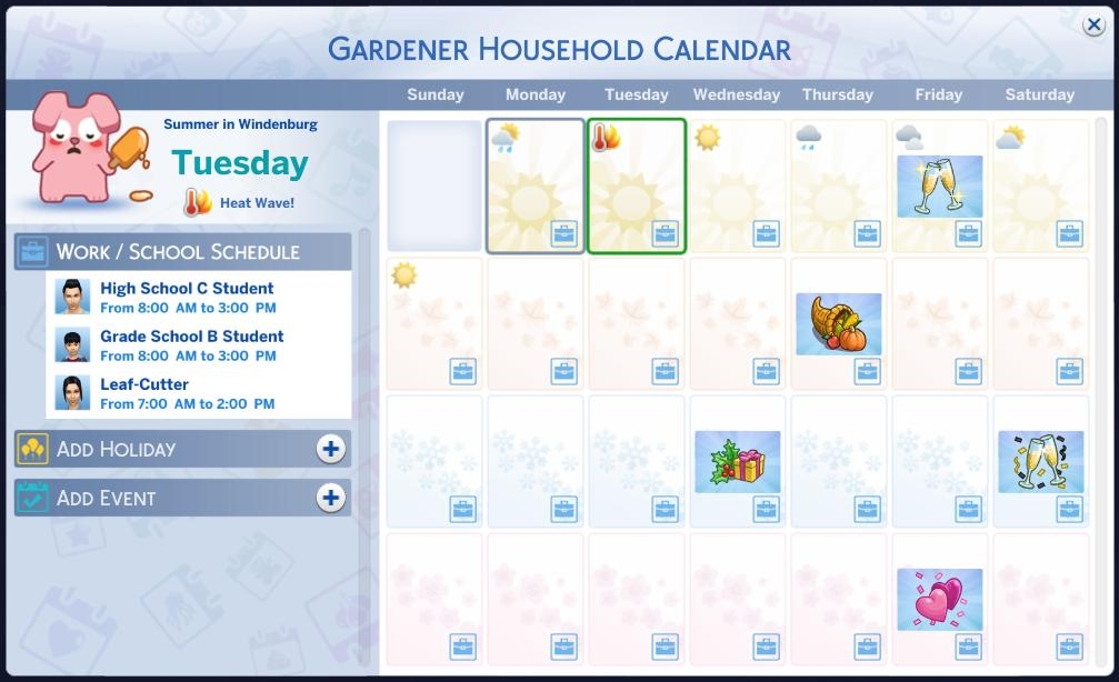 The Sims 4 Seasons Weather Guide