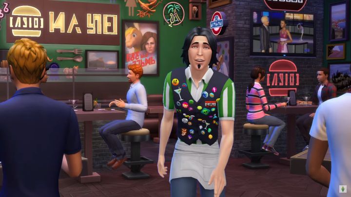 The Sims looks awfully tired, probably from dealing with needy guests at the restaurant