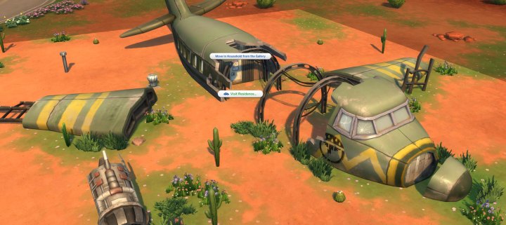 The plane crash in The Sims 4 Strangerville Game Pack