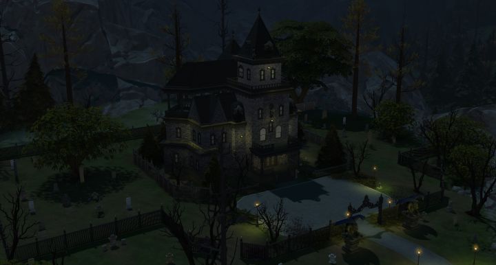 The Straud mansion in the sims 4 forgotten hollow included in the vampires game pack