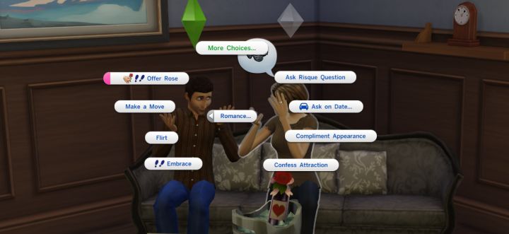 The Sims 4: Romance interactions depend on several factors