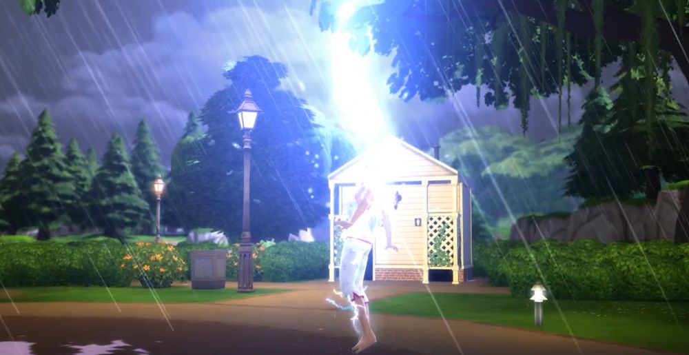 Getting hypercharged by Lightning in The Sims 4 Seasons