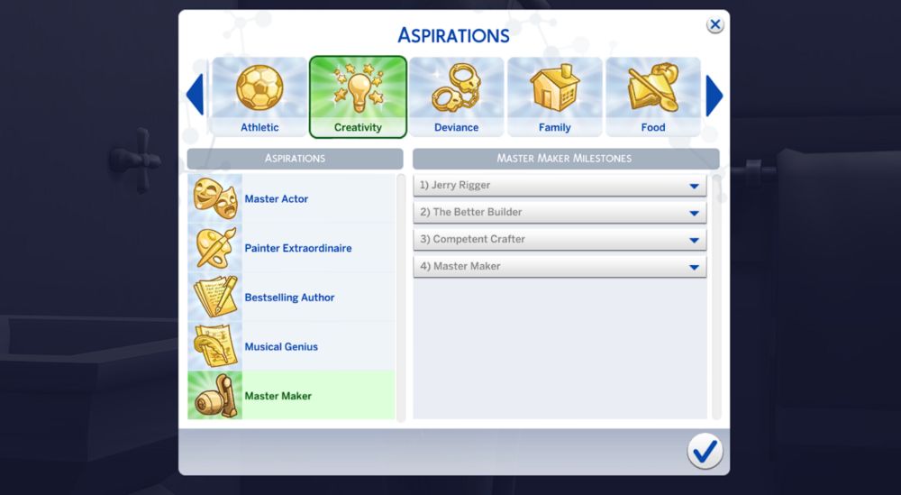 The Master Maker aspiration in The Sims 4 Eco Lifestyle