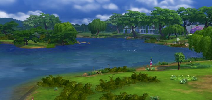 A beautiful view in Sims 4 while Fishing