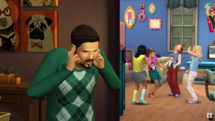 The Sims 4 Kids Room Stuff dad is a little stressed out by the girls