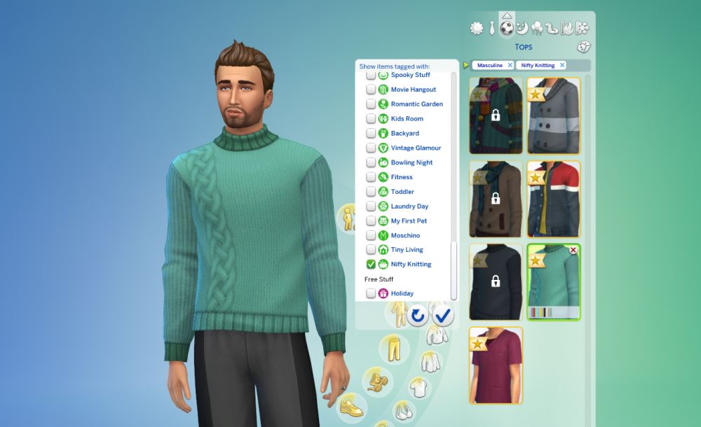 The sweater is unlocked in create-a-sim
