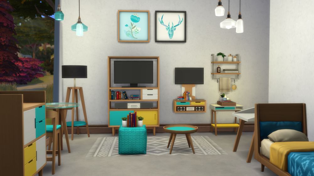 The Sims 4 Tiny Living Stuff - Objects you get with the pack including tv and others