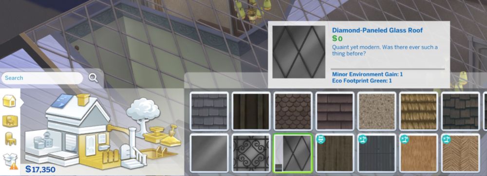 Eco footprint, environment, and fire resistance boosts to objects in The Sims 4