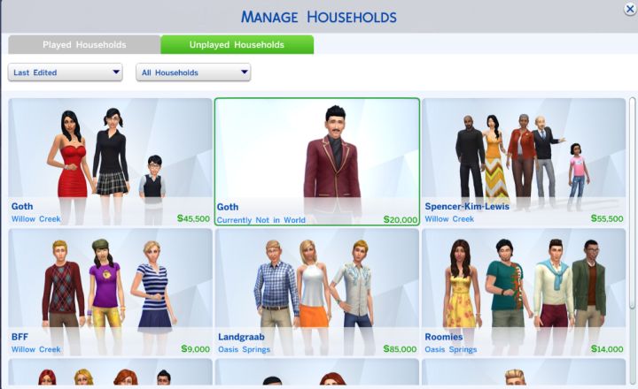 Sims 4 Households Sanyapt