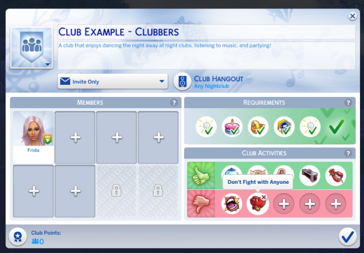 Sims 4 Get Together: Unlimited Club (Perk) Points Cheat by TwistedMexi