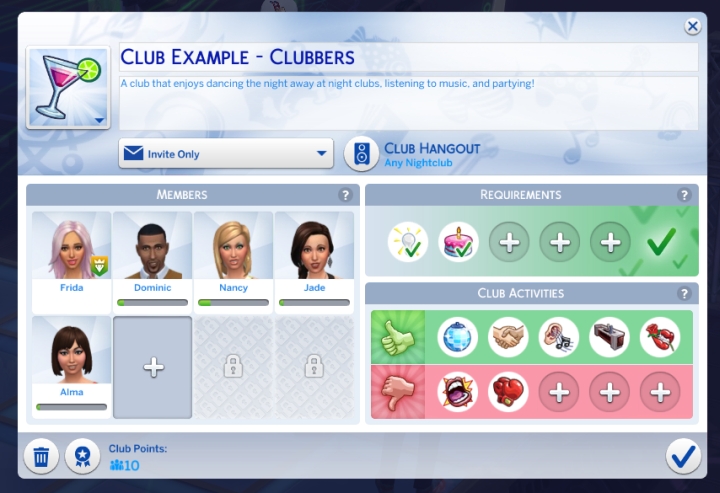 sims 4 get together club ideas