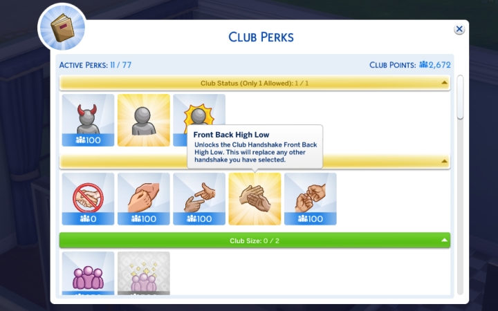 sims 4 club points cheat